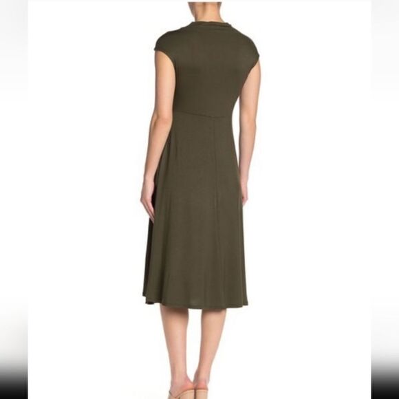 West kei slit midi dress Green Sz Small Suede - Picture 2 of 11